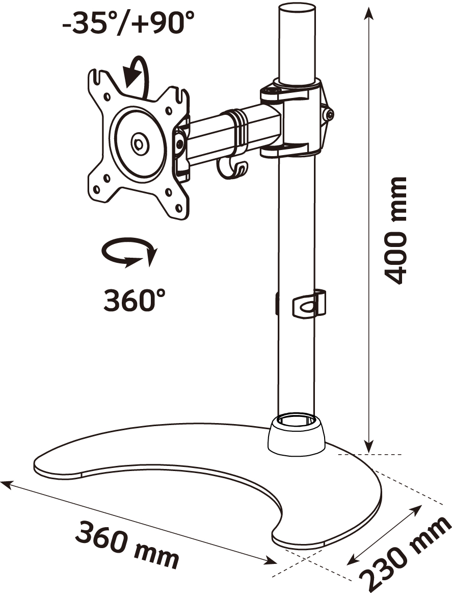 Supporto da scrivania per 1 Monitor LCD 13-27'' con base h.400mm - immagine 3