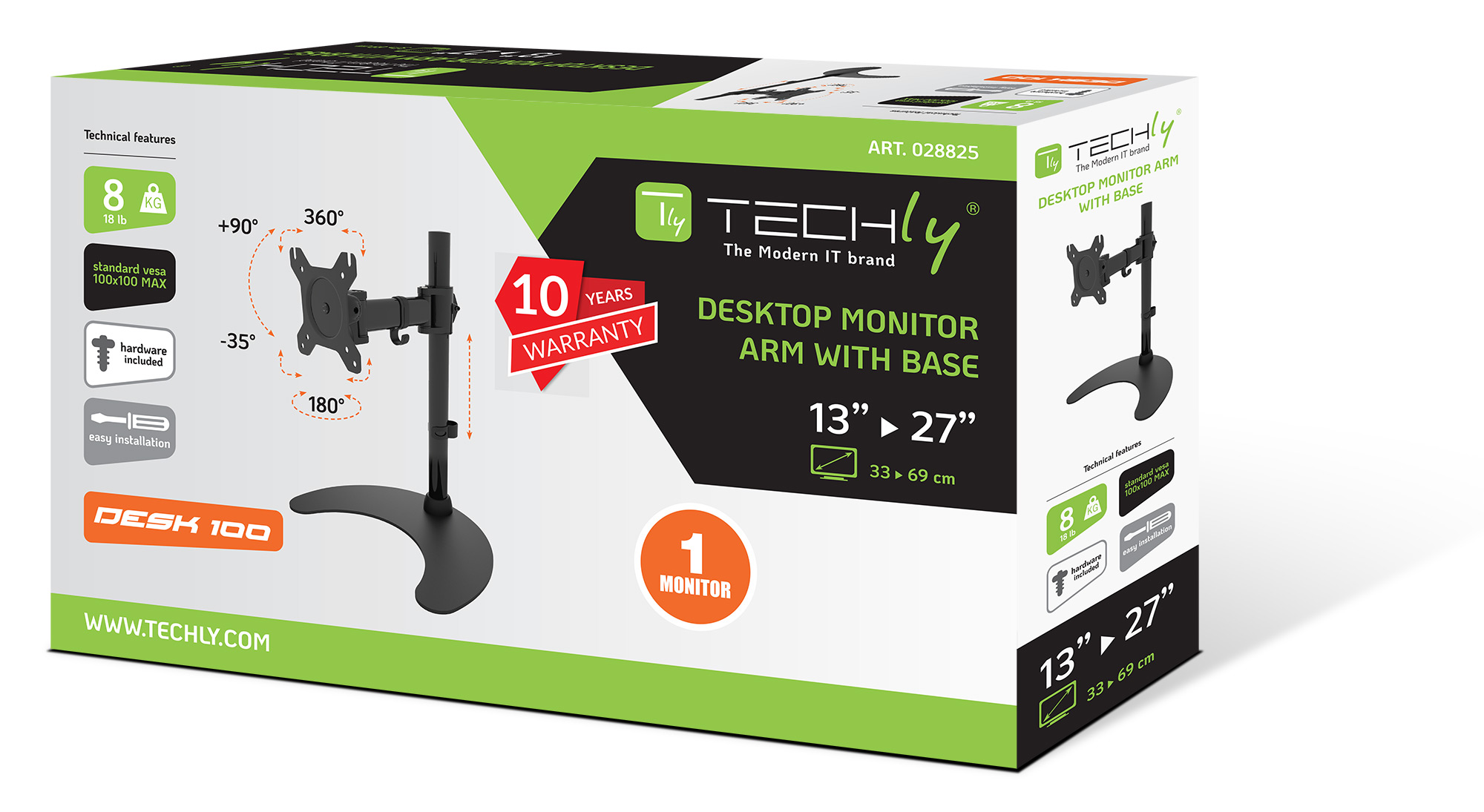 Supporto da scrivania per 1 Monitor LCD 13-27'' con base h.400mm - immagine 2