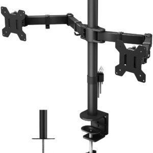 Supporto da Scrivania per 2 Monitor 13-27'' Installazione con Morsetto o Vite Passante