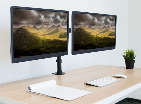 Supporto da Scrivania per 2 Monitor 13-27'' Installazione con Morsetto o Vite Passante - immagine 5