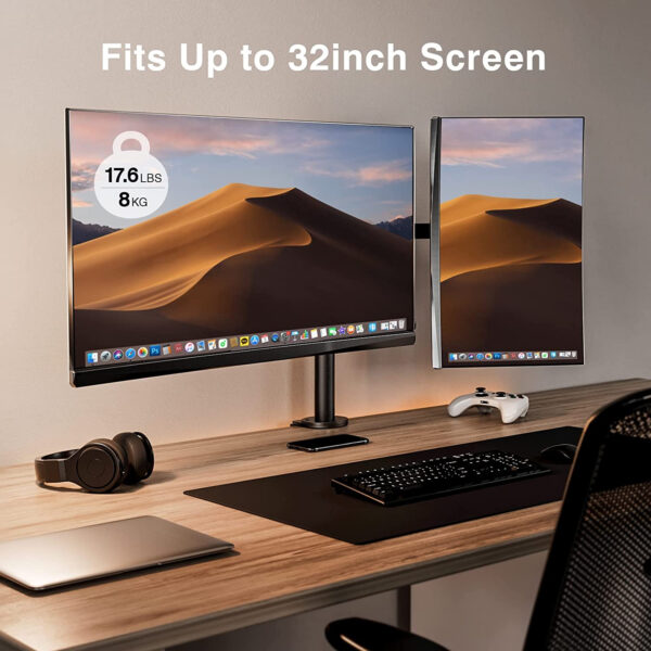 Supporto da Scrivania per 2 Monitor 13-32'' a Morsetto - immagine 5