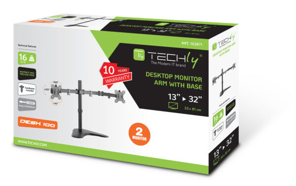 Supporto da scrivania per 2 Monitor 13-32'' con base - immagine 2
