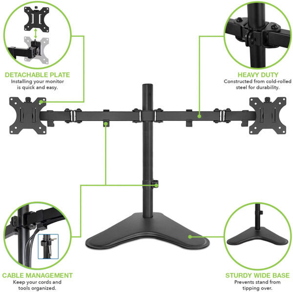 Supporto da scrivania per 2 Monitor 13-32'' con base - immagine 6