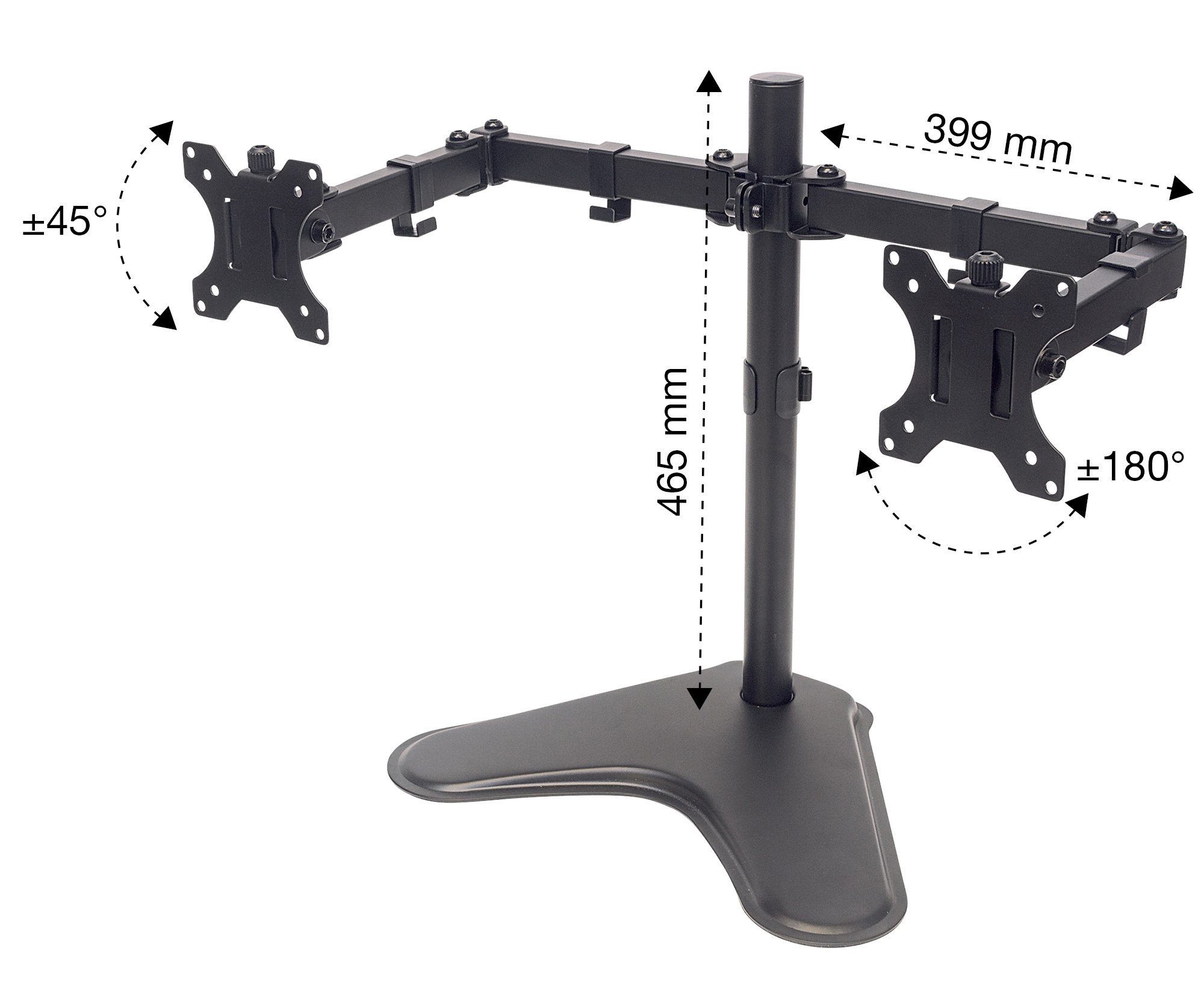Supporto da Scrivania per 2 Monitor 13-32'' con Base e Doppio Snodo - immagine 6