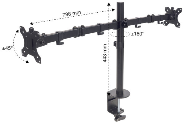 Supporto da Scrivania per 2 Monitor 13-32'' con Morsetto - immagine 7