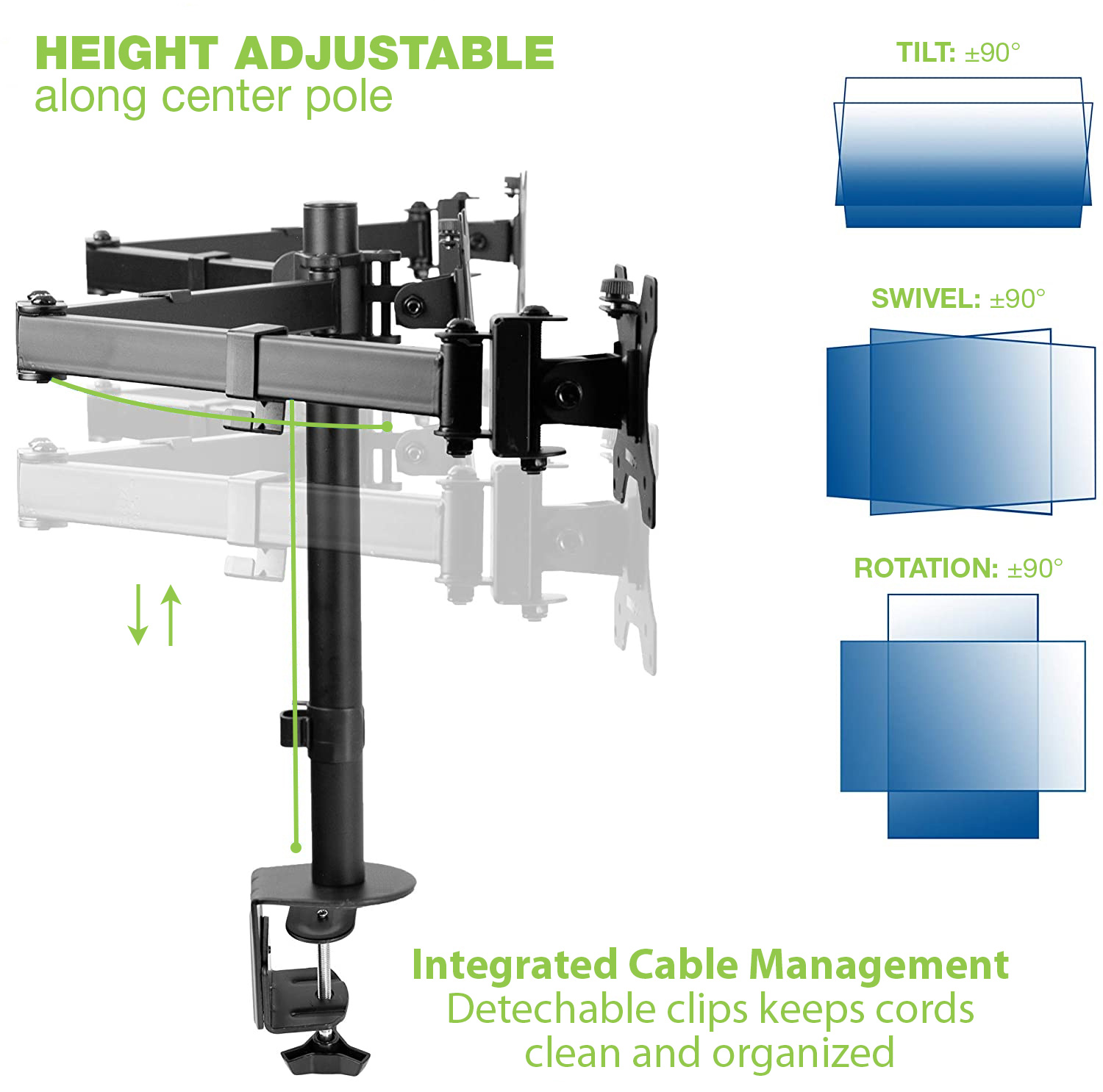 Supporto da scrivania per 3 Monitor 13-24'' con morsetto - immagine 10