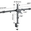 Supporto da Scrivania per 3 Monitor 13-27'' con Morsetto - immagine 4