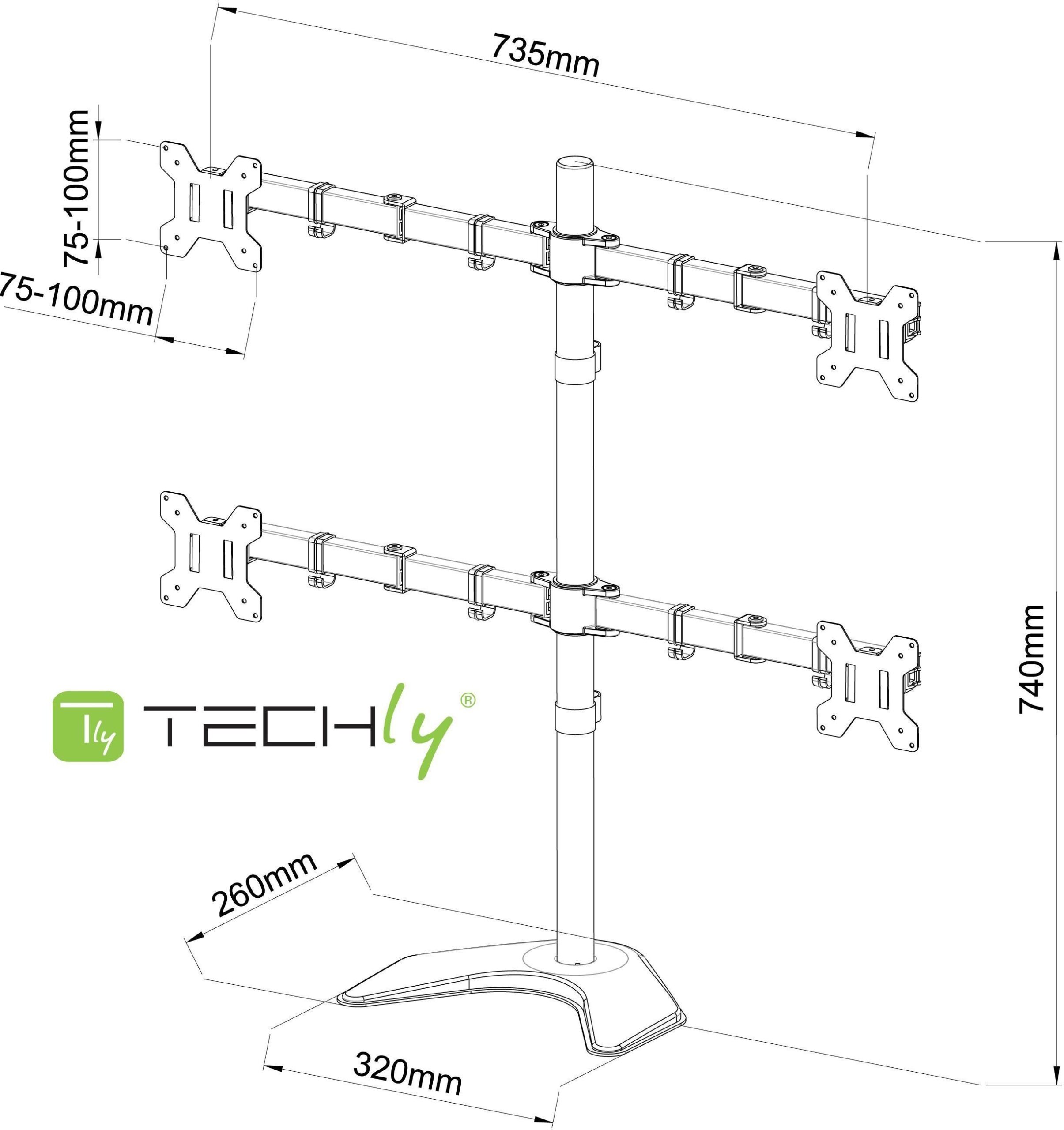 Supporto da Scrivania per 4 Monitor 13-27'' con base - immagine 2
