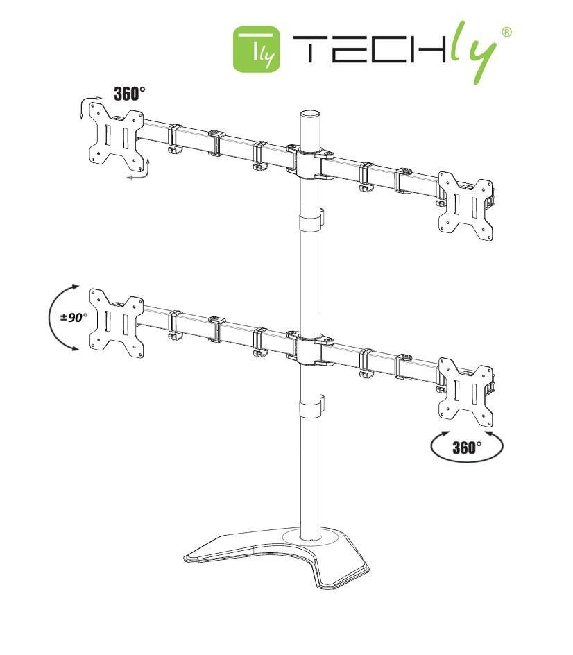 Supporto da Scrivania per 4 Monitor 13-27'' con base - immagine 3