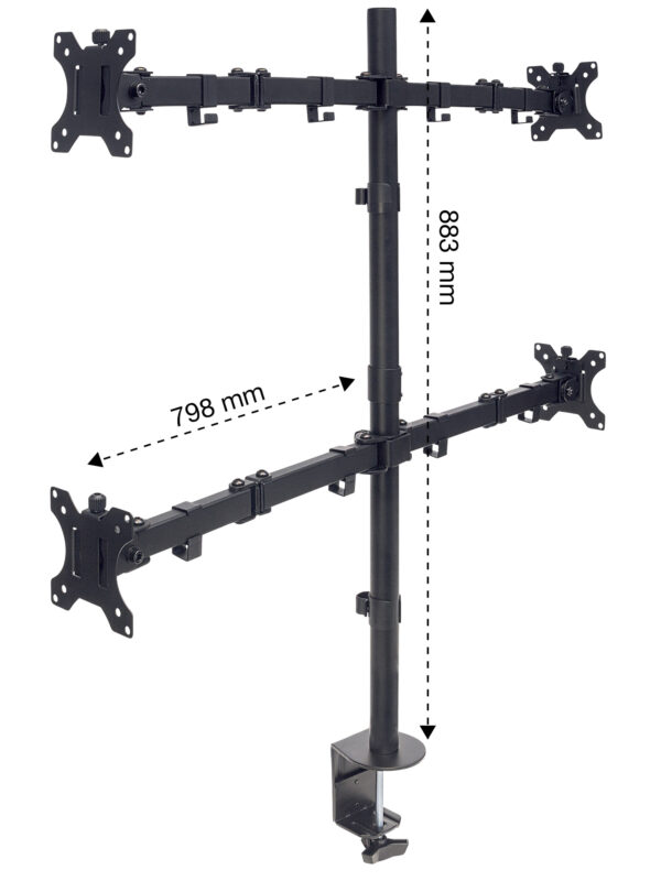 Supporto da Scrivania per 4 Monitor 13-32'' con Morsetto - immagine 6