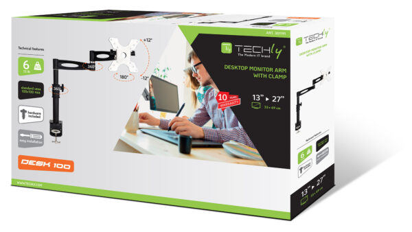 Supporto da scrivania per Monitor 13-27'' braccio lungo inclinabile - immagine 2