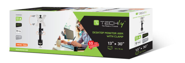 Supporto da Scrivania per Monitor 13-30'' Braccio Corto Inclinabile - immagine 2