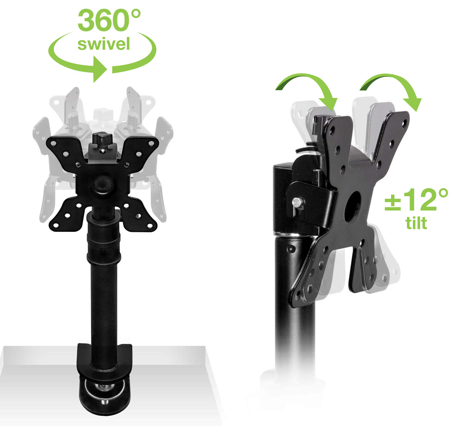 Supporto da Scrivania per Monitor 13-30'' Braccio Corto Inclinabile - immagine 4