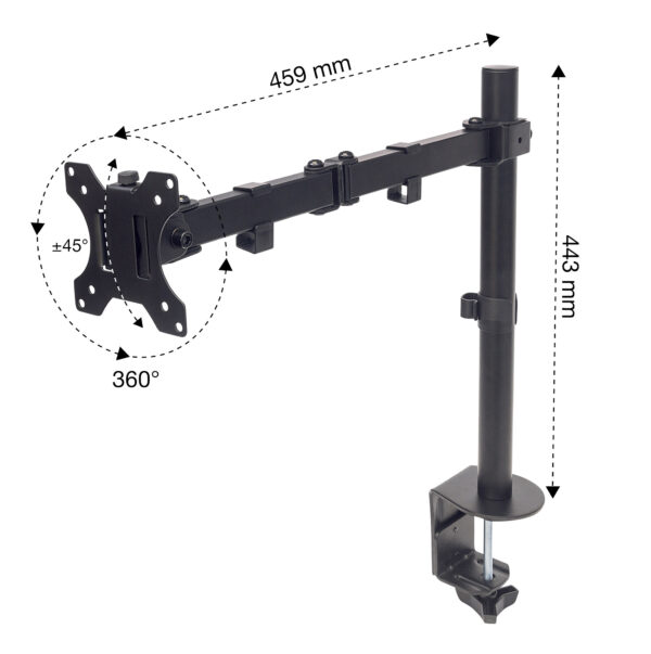 Supporto da Scrivania per Monitor 13-32'' Doppio Snodo di Regolazione - immagine 4
