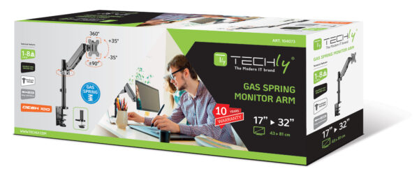 Supporto da Scrivania per Monitor 17-32'' con Molla a Gas Estensione 306 mm - immagine 2