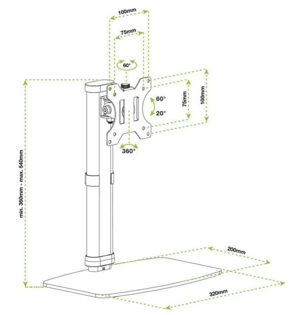 Supporto da Tavolo Stand per Monitor 17-27'' con Base - immagine 3