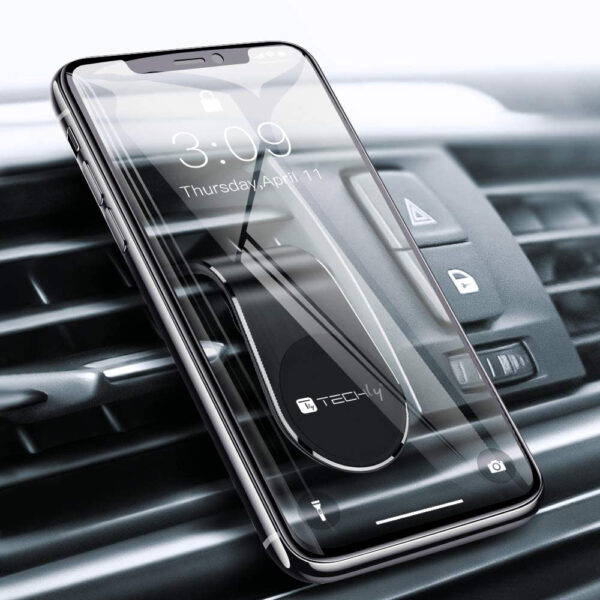 Supporto Magnetico da Auto per Smartphone con Due Placche Metalliche Universali - immagine 5