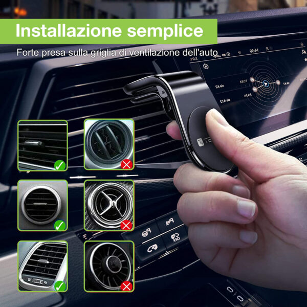 Supporto Magnetico da Auto per Smartphone con Due Placche Metalliche Universali - immagine 6