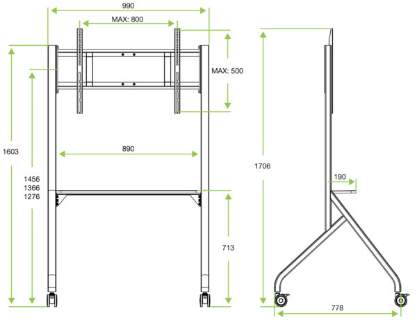 Supporto Mobile da Pavimento Multifunzione per TV LCD/LED/Plasma 55-86'' Bianco - immagine 2