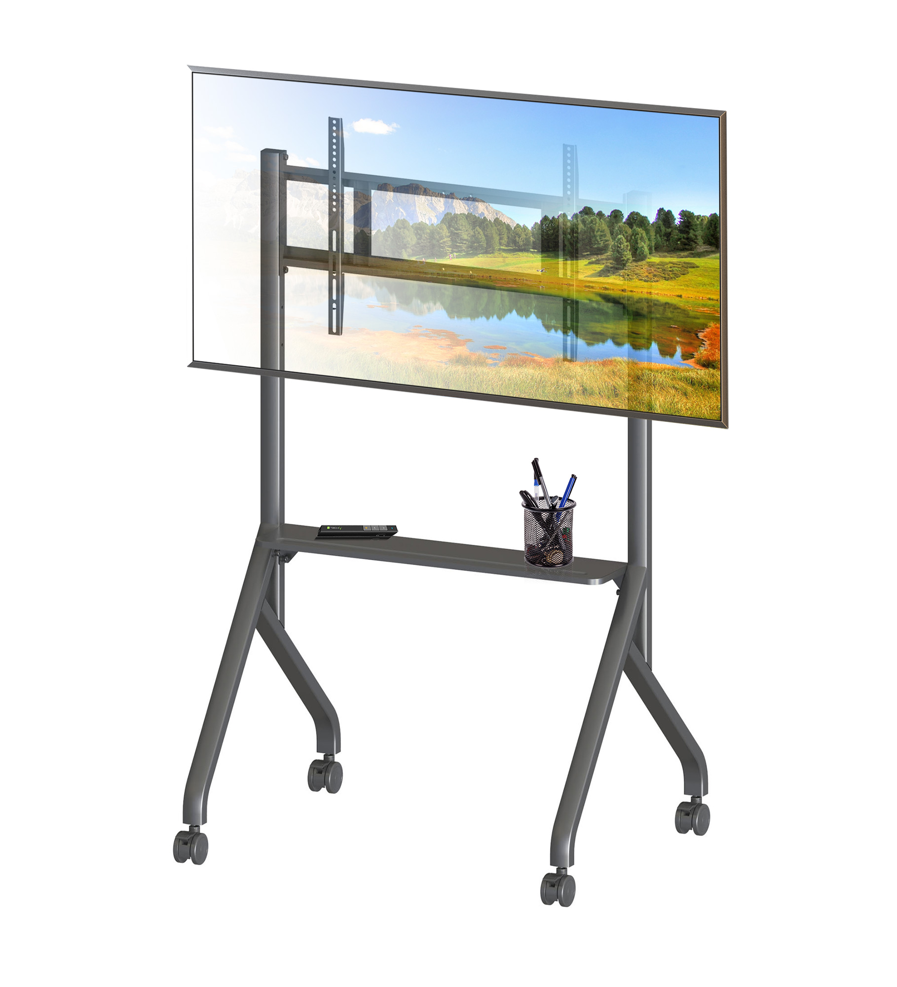 Supporto Mobile da Pavimento Multifunzione per TV LCD/LED/Plasma 55-86'' Nero - immagine 4