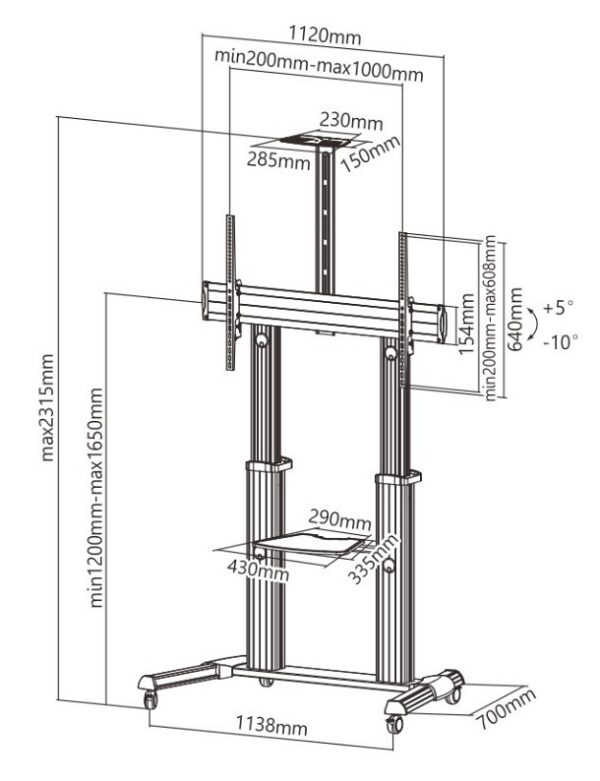 Supporto mobile da pavimento per TV Ultra larghe 60-100'' - immagine 3