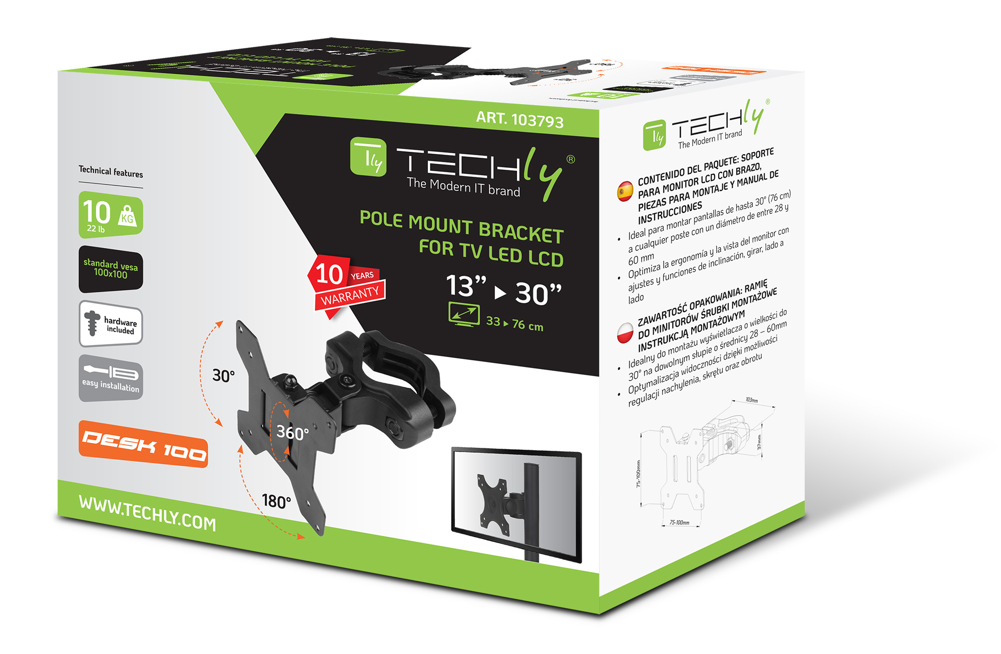 Supporto per fissaggio su palo per monitor 13-30'' - immagine 2