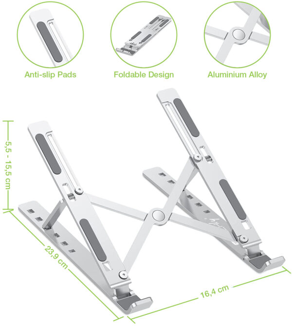Supporto Pieghevole in Alluminio per Notebook Tablet e Smartphone da 10'' a 16'' - immagine 9