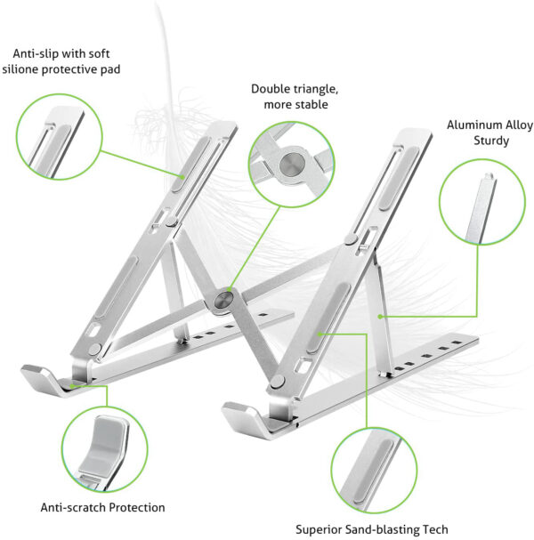 Supporto Pieghevole in Alluminio per Notebook Tablet e Smartphone da 10'' a 16'' - immagine 4