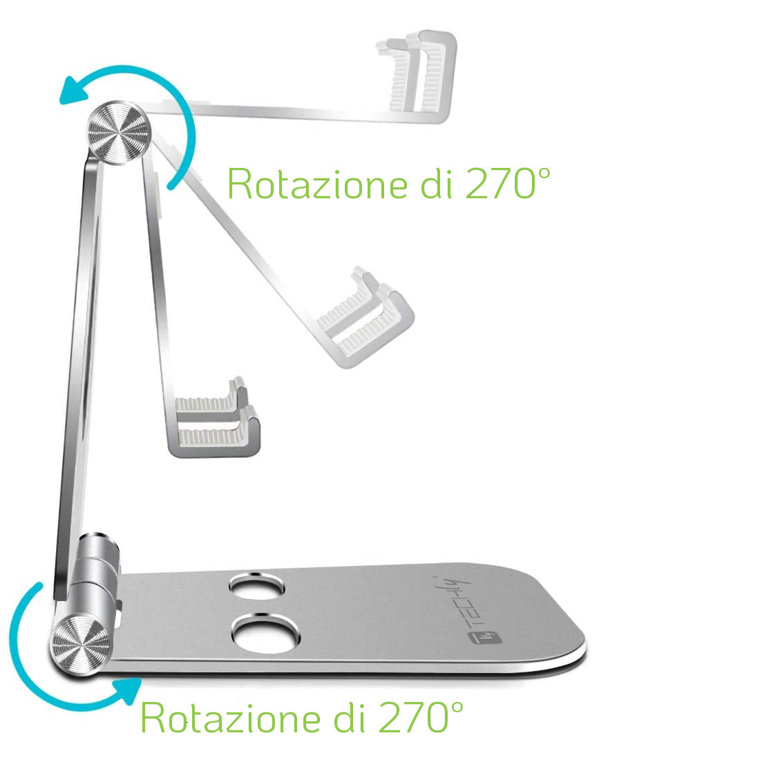 Supporto Regolabile e Pieghevole Porta Smartphone Tablet da Scrivania - immagine 6