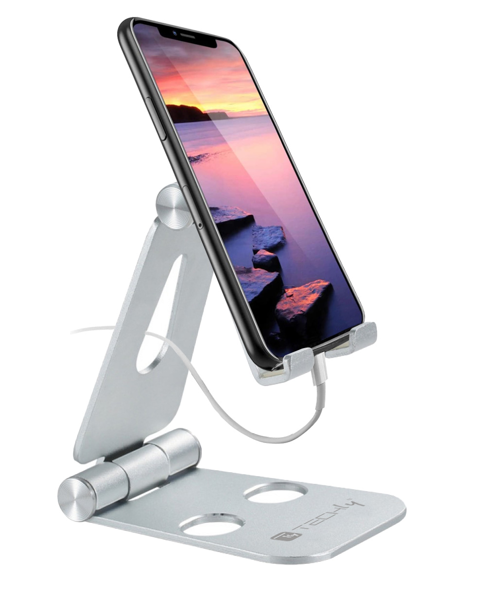 Supporto Regolabile e Pieghevole Porta Smartphone Tablet da Scrivania - immagine 3