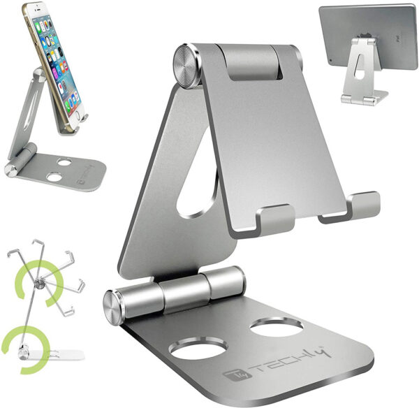Supporto Regolabile e Pieghevole Porta Smartphone Tablet da Scrivania - immagine 5
