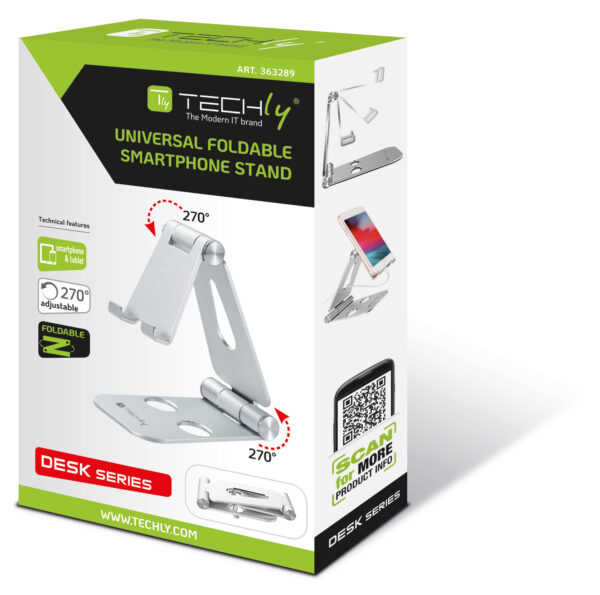Supporto Regolabile e Pieghevole Porta Smartphone Tablet da Scrivania - immagine 2