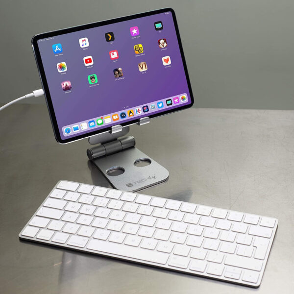 Supporto Regolabile e Pieghevole Porta Smartphone Tablet da Scrivania - immagine 7