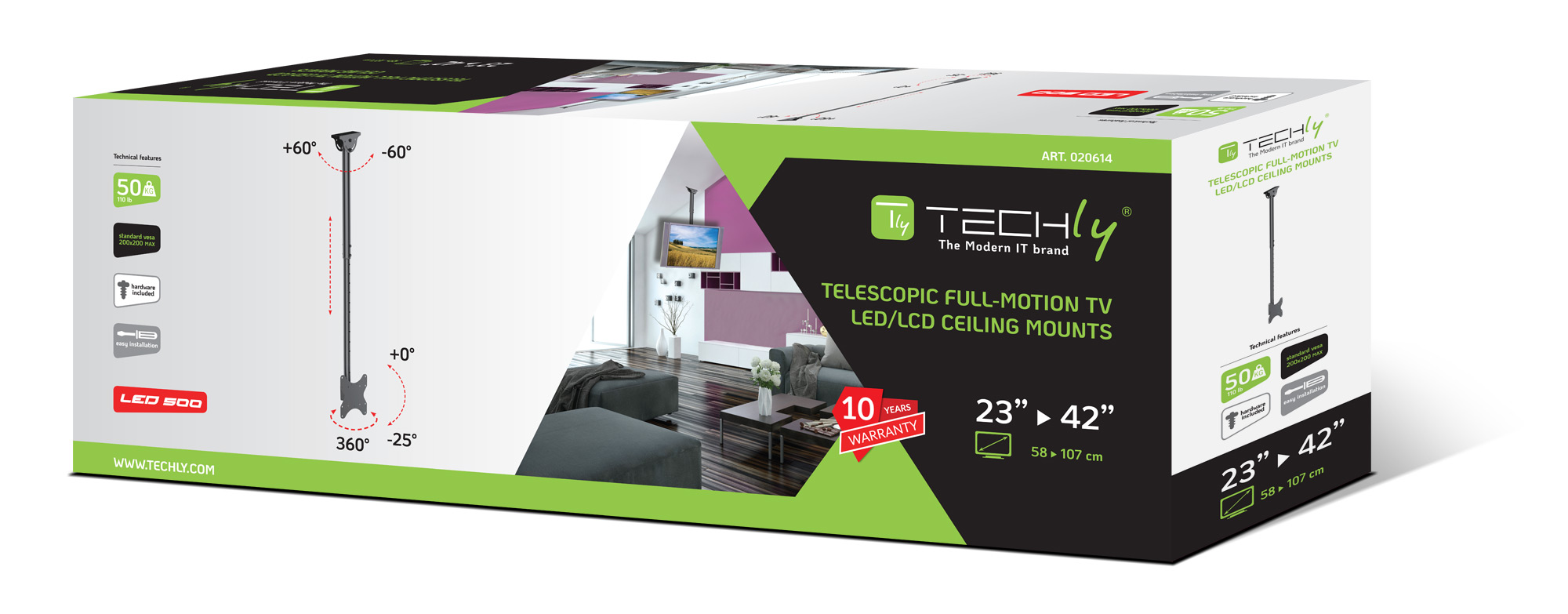 Supporto Telescopico a Soffitto fino a 1,6m per TV LED LCD 23-42'' - immagine 2