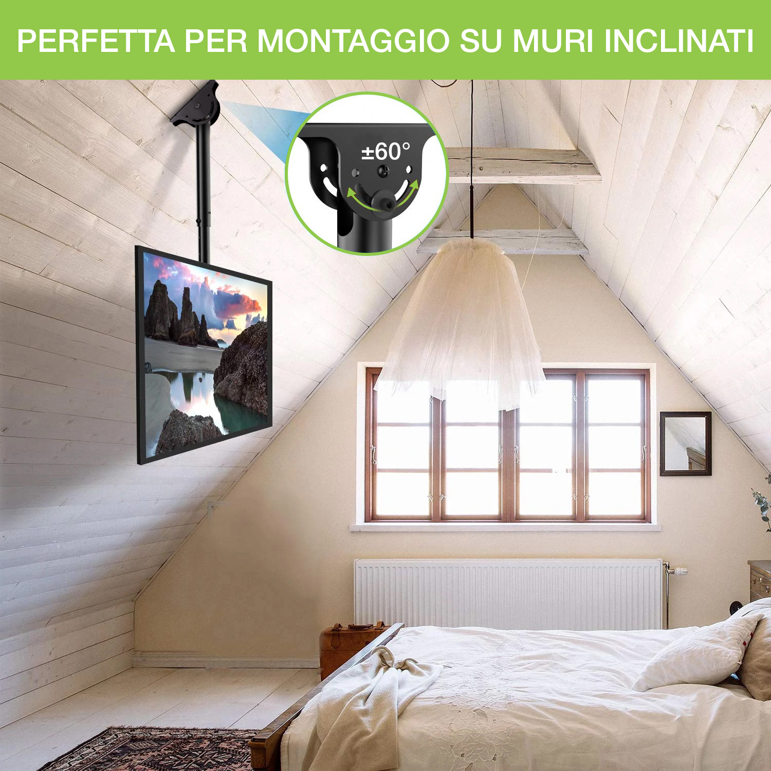 Supporto Telescopico a Soffitto fino a 1,6m per TV LED LCD 23-42'' - immagine 8