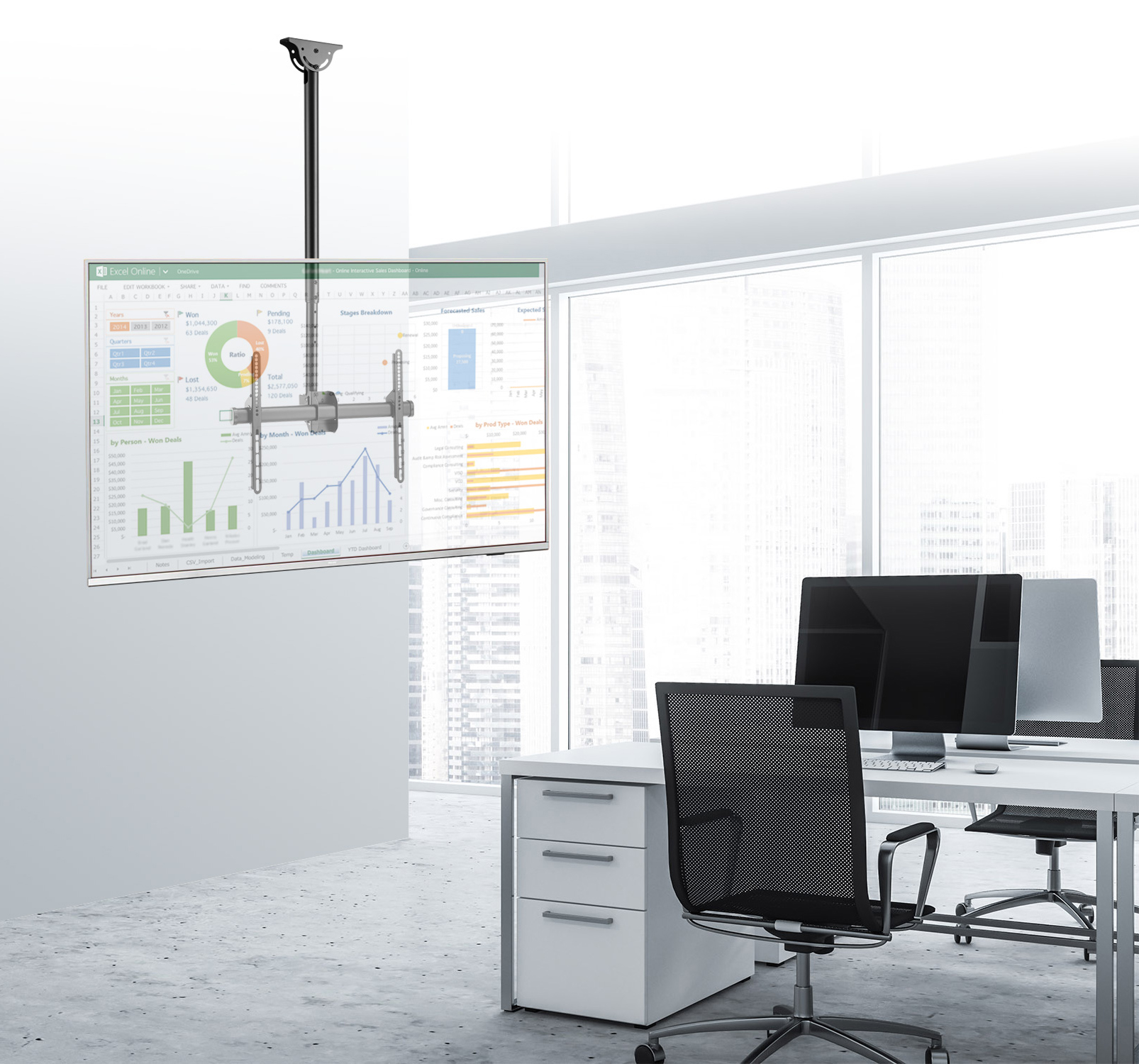 Supporto Telescopico Universale a Soffitto per TV LED LCD 37-70'' - immagine 4