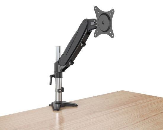 Supporto Tubolare a Gas da Scrivania per Monitor 15-27'' 360mm Nero - immagine 4