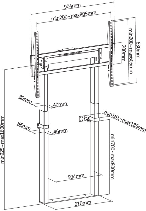 Supporto TV Motorizzato da Parete con Altezza Regolabile per TV da 55-100'' con Telecomando - immagine 2