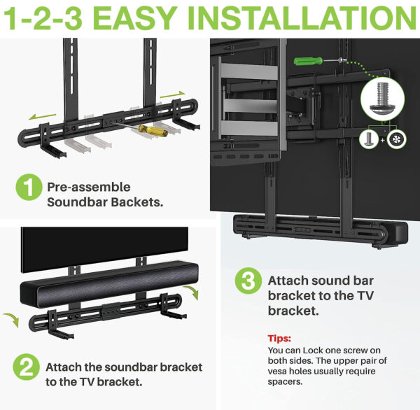 Supporto Universale per Soundbar da Muro o Staffa Max VESA 600x400 - immagine 8