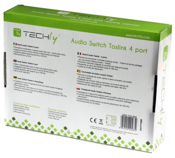 Switch Audio Toslink 4 Porte con Telecomando IR - immagine 6