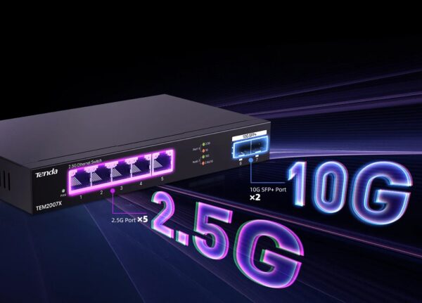 Switch con 5 porte 2.5G Ethernet e 2 slot SFP+ da 10G, TEM2007X - immagine 2