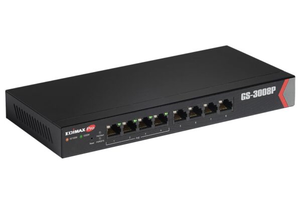 Switch Gigabit Web Managed 8 Porte a Lungo Raggio con 4 porte PoE+, GS-3008P - immagine 3