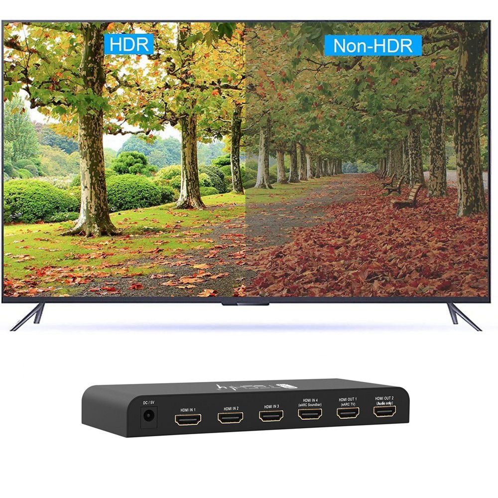 Switch HDMI 2.0 4x1 4K@60Hz con Splitter Audio eARC/ARC per Soundbar - immagine 6