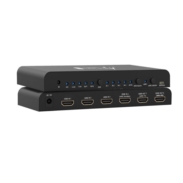 Switch HDMI 2.0 4x1 4K@60Hz con Splitter Audio eARC/ARC per Soundbar - immagine 8