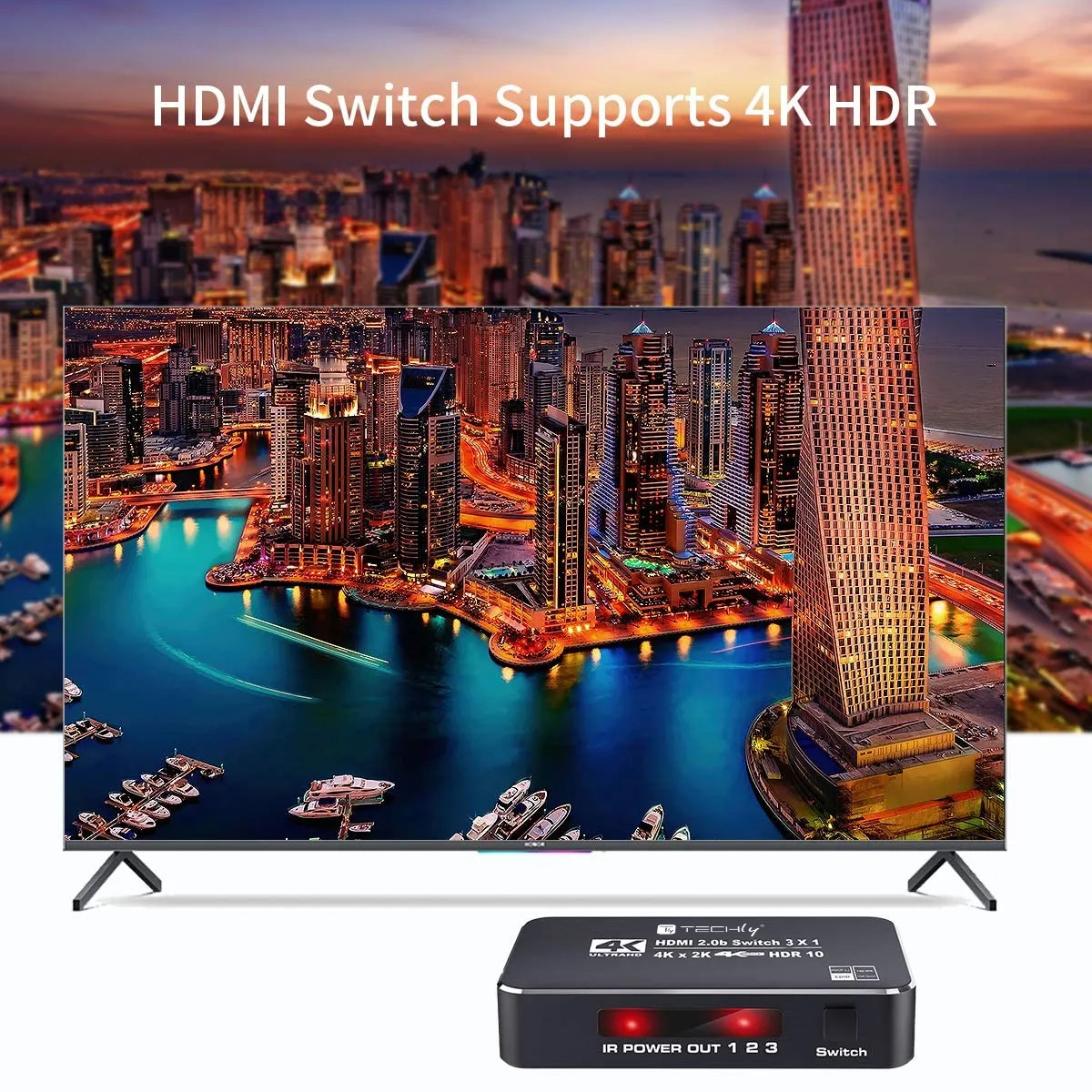 Switch HDMI 2.0b 3in 1out 4K HDR HDCP2.2 con Telecomando - immagine 6