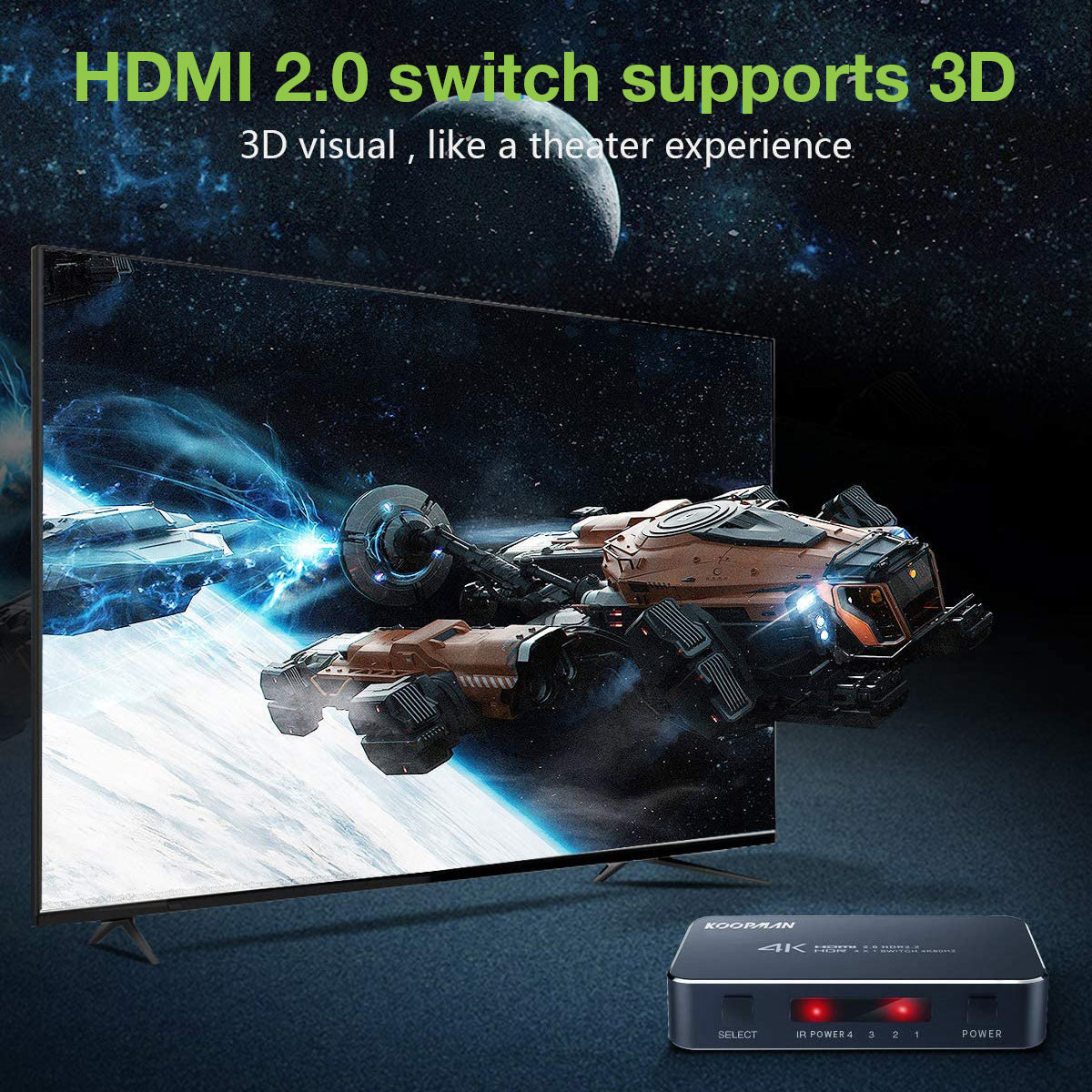 Switch HDMI 2.0b 3in 1out 4K HDR HDCP2.2 con Telecomando - immagine 7