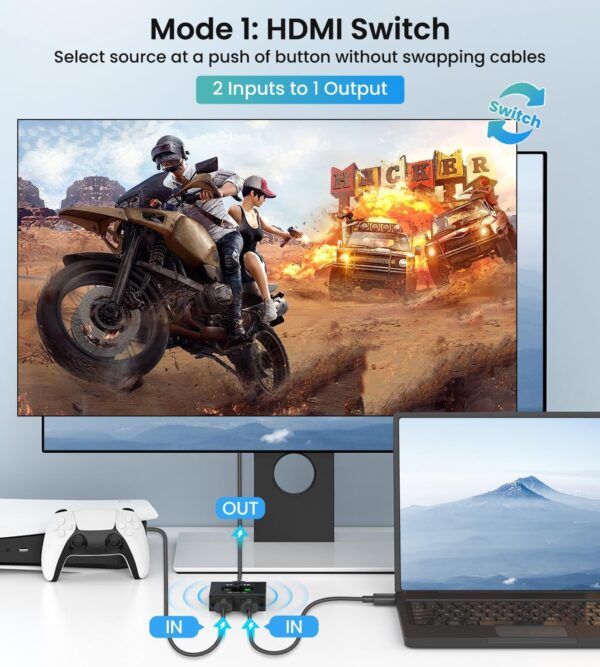 Switch HDMI 2 porte Bidirezionale 4K 60Hz - immagine 4