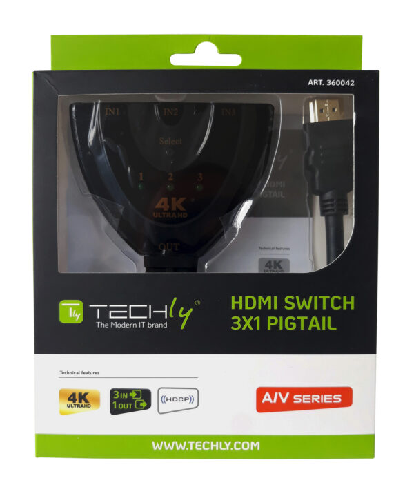 Switch Splitter HDMI 3x1 Pigtail 4Kx2K Compatto - immagine 2