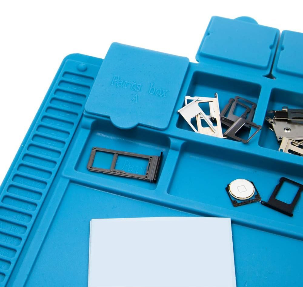 Tappeto da Saldatura e Riparazione Antistatico Antiscivolo Magnetico 45 x 30 cm in Silicone Blu - immagine 10