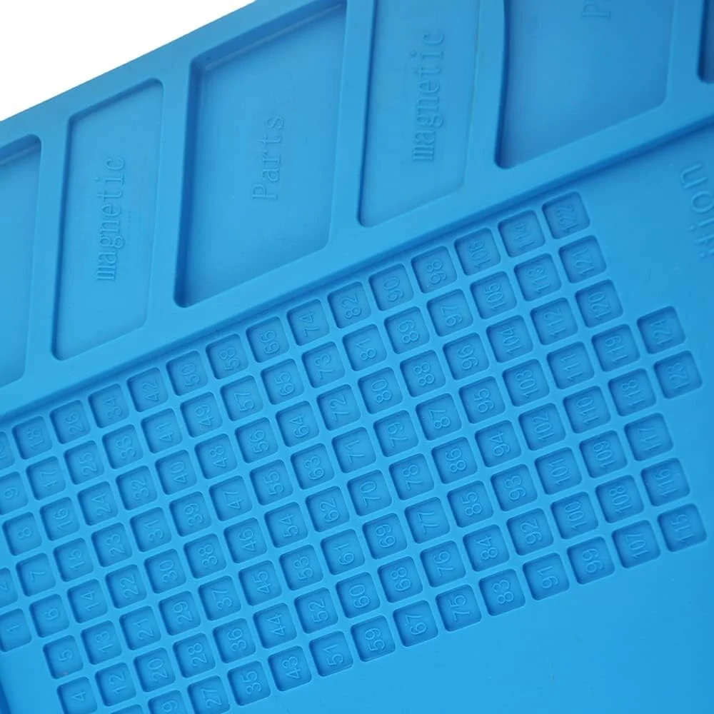 Tappeto da Saldatura e Riparazione Antistatico Antiscivolo Magnetico 45 x 30 cm in Silicone Blu - immagine 6